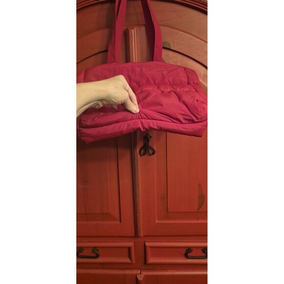 NWOT Jean Paul Gaultier Vibrant Red Travel Puffer Tote With Handle Gold Trim New - Picture 4 of 9